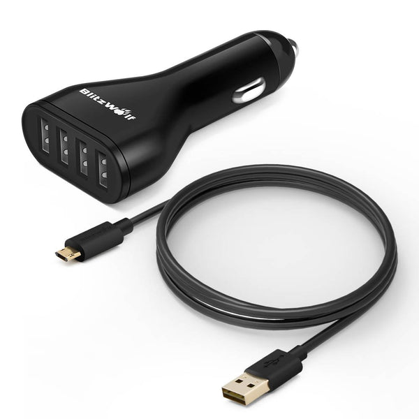 4 Port Car Charger + Double Sided Micro USB Cable
