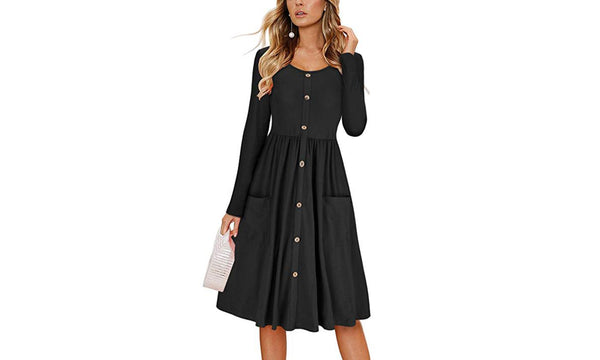 Nursing friendly button down swing dress