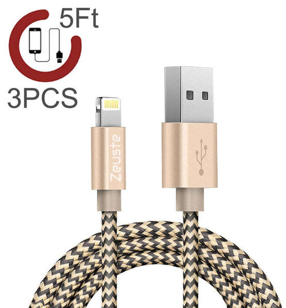 Pack of 3 braided lightning cables
