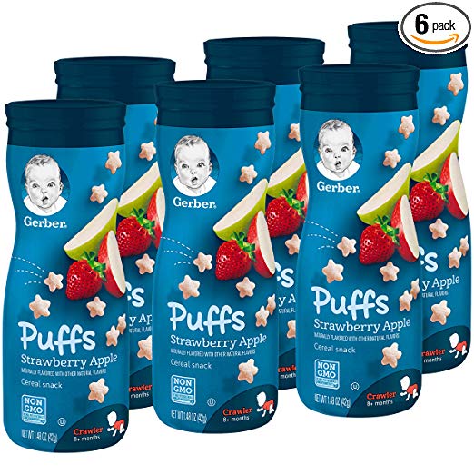 Paquete de 6 bocadillos de cereales Gerber Graduates Puffs (4 sabores)