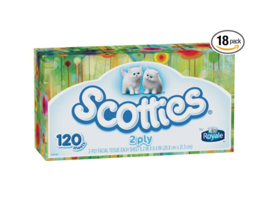 18 boxes of Scotties tissues