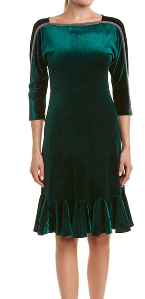Velvet green sheath dress