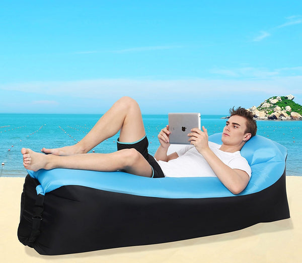 Sofá lounge inflable con bolsa de transporte.