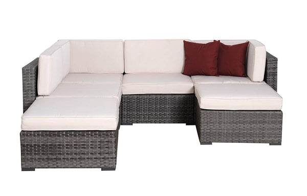 6-Piece All-Weather Wicker Patio Seating Set with Cushions