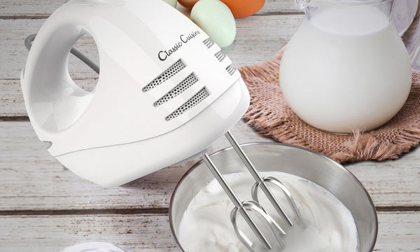 Classic Cuisine Hand Mixer with Stainless Steel Beater Blades & Dough Hook