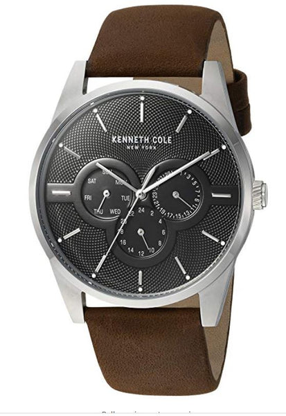 Kenneth Cole New York Men's Stainless Steel and Leather Casual Watch.