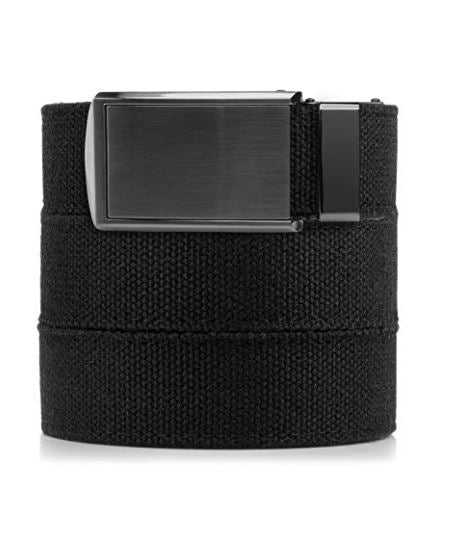 SlideBelts Men's Canvas Belt, Black Canvas With Gunmetal Buckle