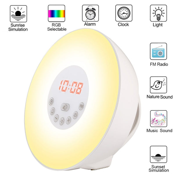 6 color alarm clock with radio and USB charger