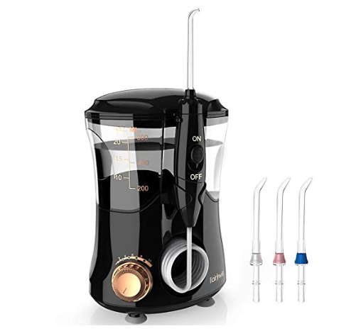 Water flosser with 4 jet tips and 3 minute timer