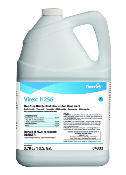 Pack of 4, 1 gallon Diversey Virex II 256 broad spectrum disinfectant