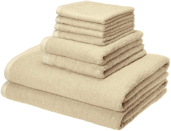 AmazonBasics Toallas de secado rápido - 100% algodón, juego de 8 piezas (6 colores)