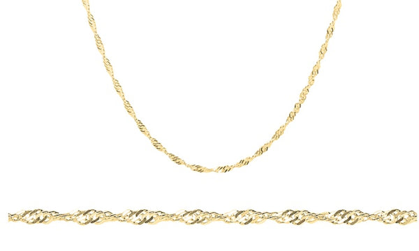 Collar de cadena Singapur chapado en oro de 14 quilates