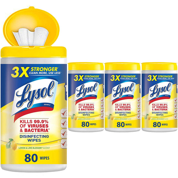 4-Pack of 80-Count Lysol Disinfecting Wipes (Lemon & Lime Blossom)