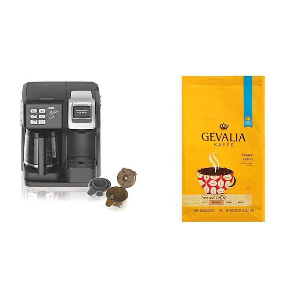 Hamilton Beach FlexBrew Programmable Coffee Maker & GEVALIA Medium Roast House Blend Coffee