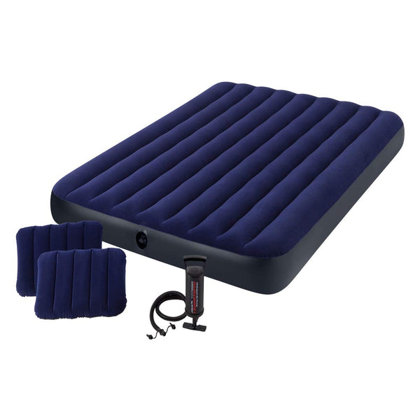 Classic Downy Airbed Set with 2 Pillows and Double Quick Hand Pump, Queen