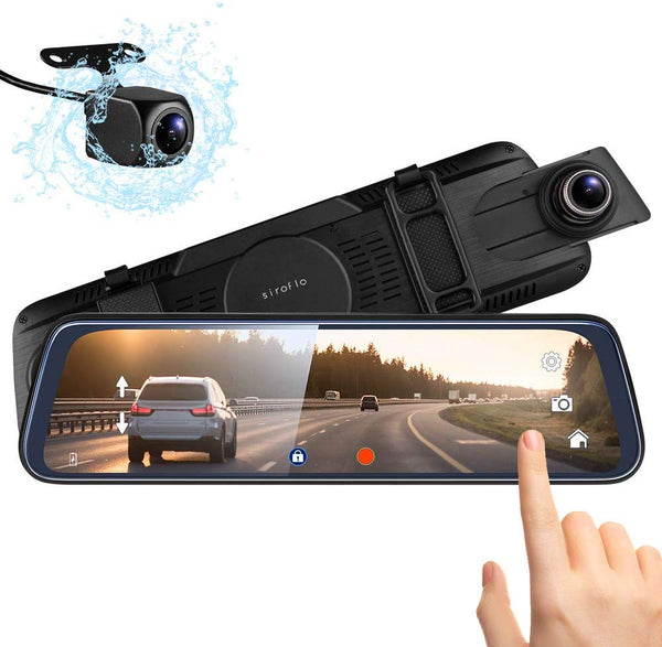 1080p Front and Rear View Mirror Full Touch Screen Dash Cam With Backup Camera