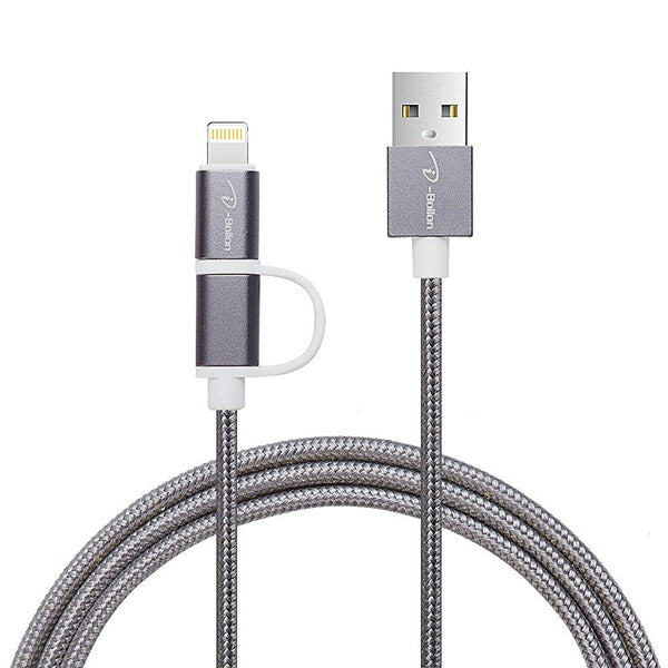 2 in 1 braided USB cable for all phones