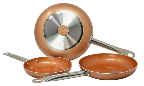 Nonstick Ceramic-Coated Aluminum Fry Pan, Griddle, Casserole, or Fry Pan Set (3-Piece)