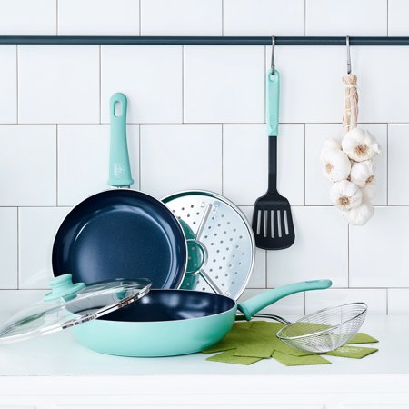 Juego de utensilios de cocina antiadherentes de cerámica GreenLife Diamond de 8 piezas