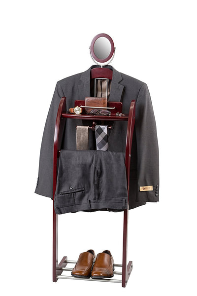 Valet clothing stand system with mirror