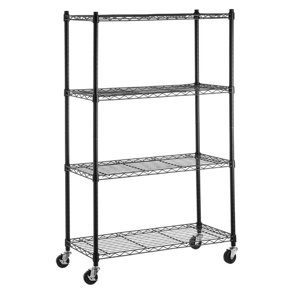 AmazonBasics 4Shelf Shelving Unit on 3'' Casters, Black PzDeals