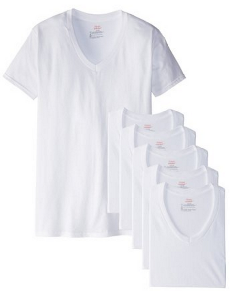 Pack de 6 camisetas con cuello de pico Hanes para hombre