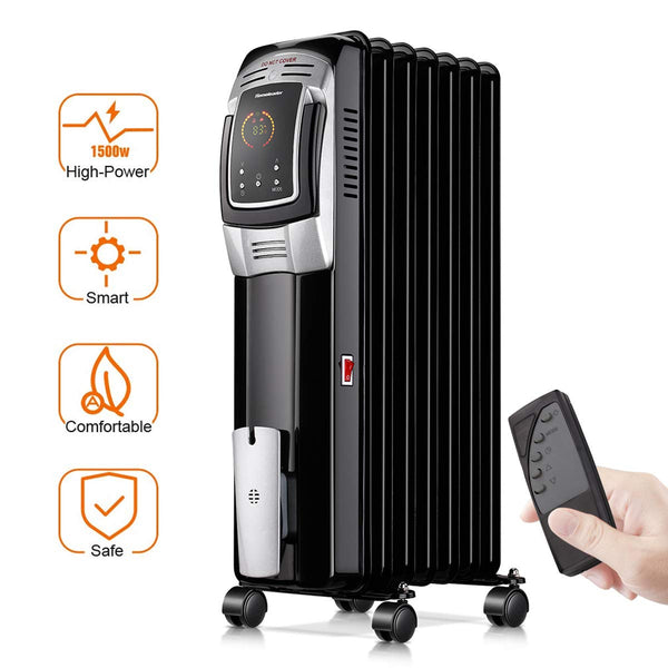 Electric radiator heater with digital thermostat and remote