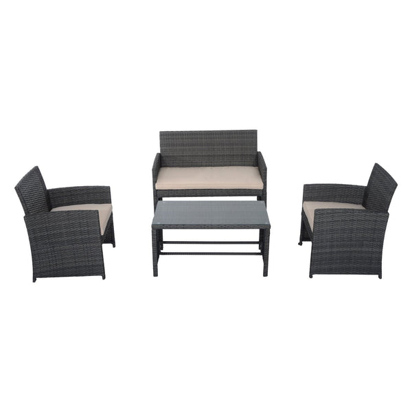 4 piece cushioned outdoor wicker set