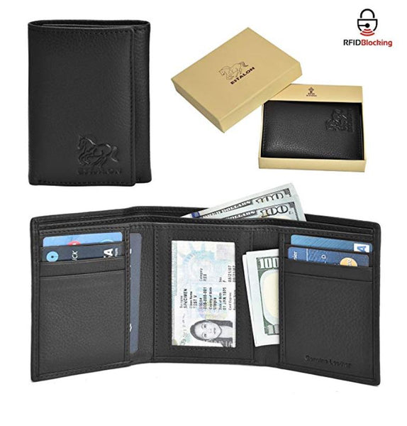 RFID Leather Trifold Wallets for Men