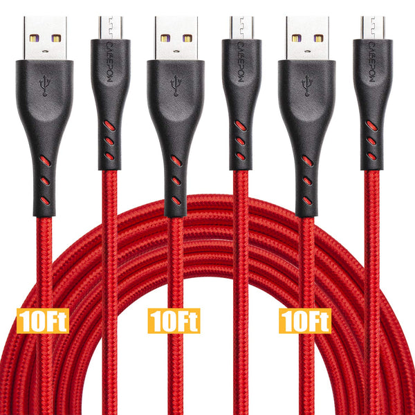 Paquete de 3 cables micro USB Cabepow de 10'