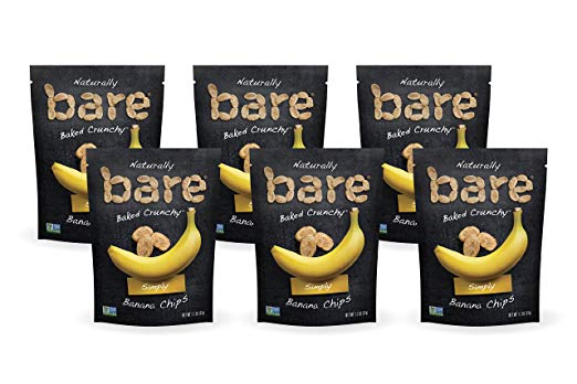 6 bolsas de chips de plátano crujientes horneados desnudos de 1.3 oz 
