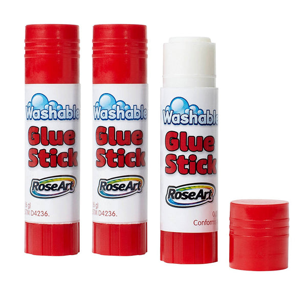RoseArt Washable Glue Sticks, 3-Count