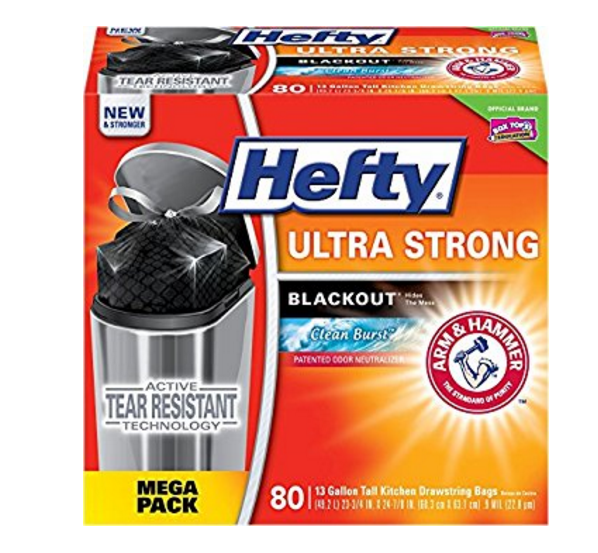 Pack of 80 Hefty Ultra Strong Tall Kitchen Drawstring Trash Bags