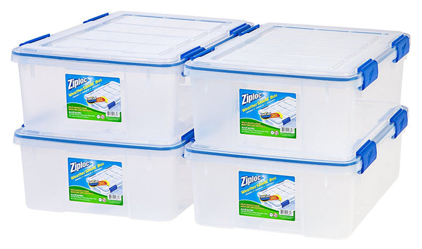 Pack of 4 Ziploc storage boxes