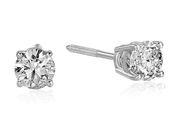 Aretes de diamantes de 1/2 quilates en oro blanco de 14 quilates