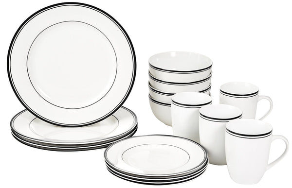 16-Piece Cafe Stripe Dinnerware Set, Service for 4