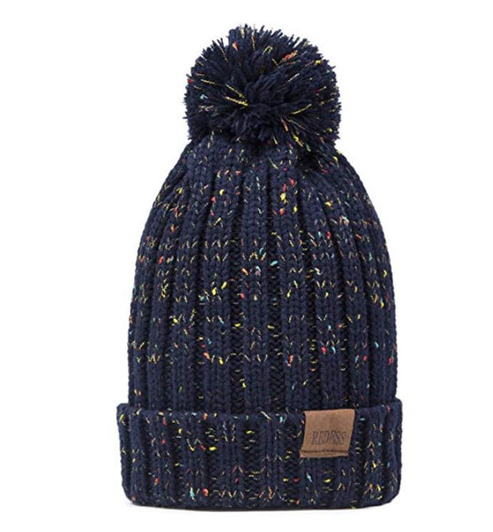 REDESS Gorro de invierno con pompón para mujer
