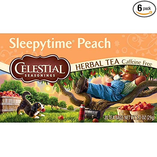 Té de hierbas Celestial Seasonings, melocotón para dormir, 20 unidades (paquete de 6)