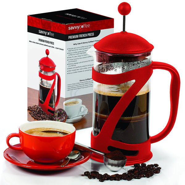 French Press coffee maker and stainless steel coffee scoop set