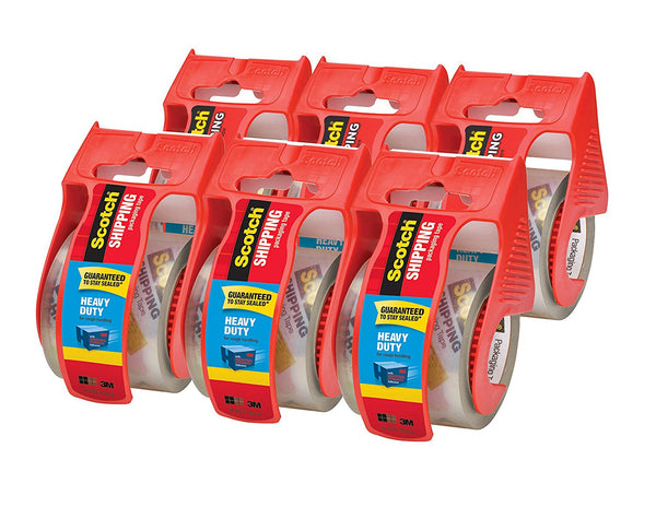 6 Rolls Of Scotch Heavy Duty Shipping Packaging Tape With Dispenser