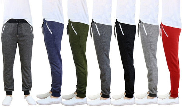 Galaxy by Harvic Men's French Terry Slim-Fit Joggers with Zipper Pockets