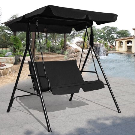 Columpio acolchado con dosel para patio Loveseat