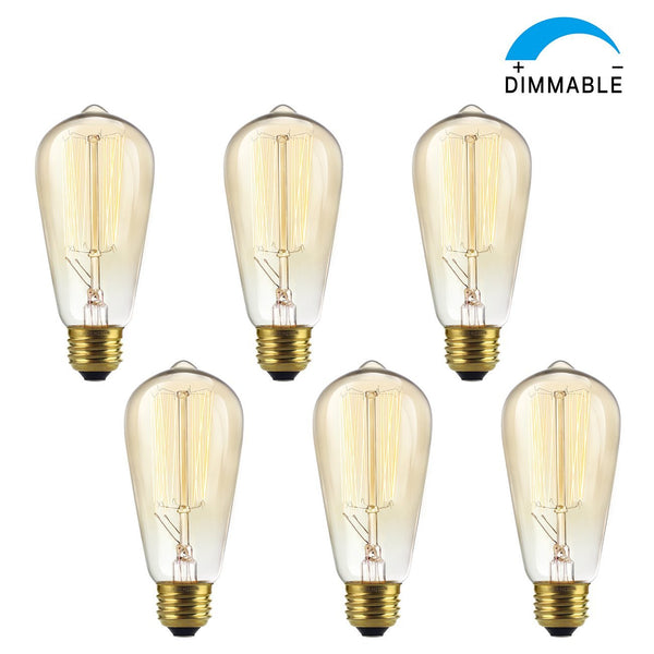 Pack of 6 vintage 60W dimmable bulbs