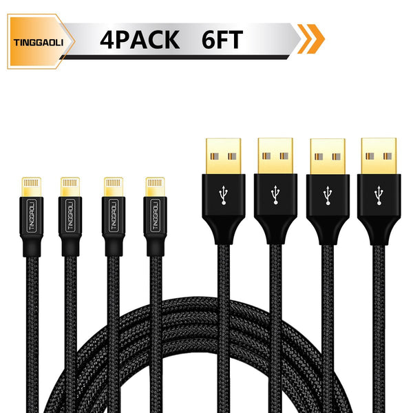 Pack of 4 braided lightning cables