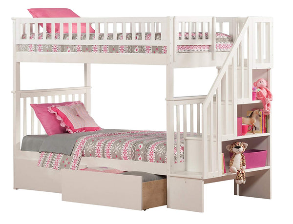 Woodland Staircase Bunk Bed with Flat Panel Bed Drawer
