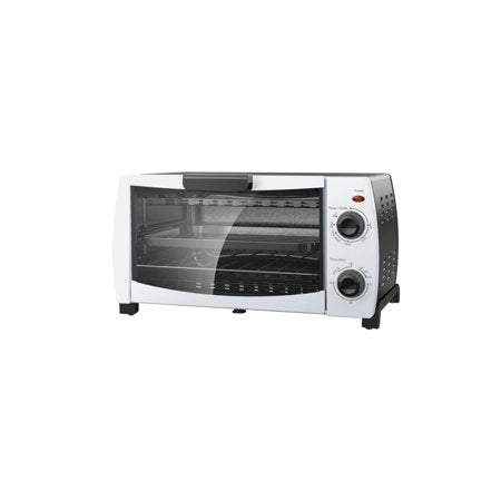 Horno tostador Mainstays de 4 rebanadas, color blanco, con rejilla y bandeja aptos para lavavajillas
