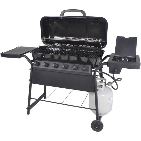 Expert Grill Parrilla de gas de 58,000 BTU con 6 quemadores y quemador lateral