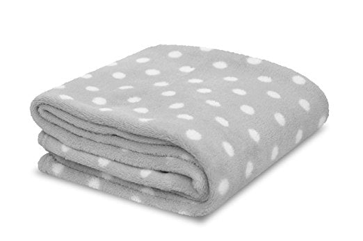 Manta de felpa para niños pequeños Little Starter, lunares grises