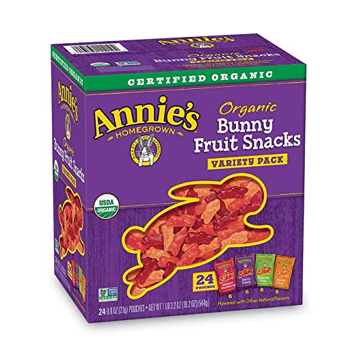 Paquete de 24 0,8 oz. Aperitivos orgánicos de frutas de conejito de Annie (paquete variado)