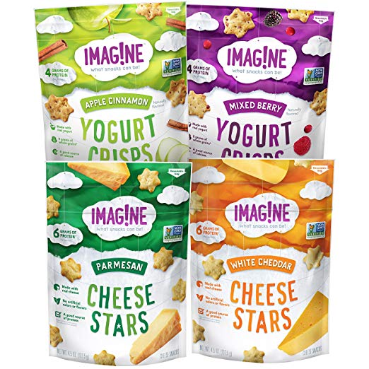 Muestra de 4 unidades de estrellas de queso Imag!ne y patatas fritas de yogur (paquete variado)